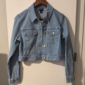 INC International Concepts Cropped Denim Blue Jean Jacket